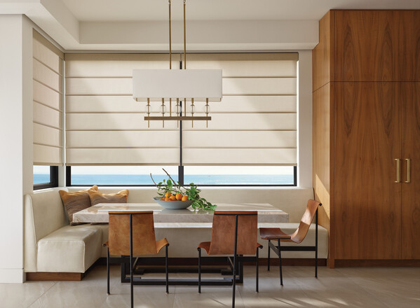 Kitchen dining area with blinds
