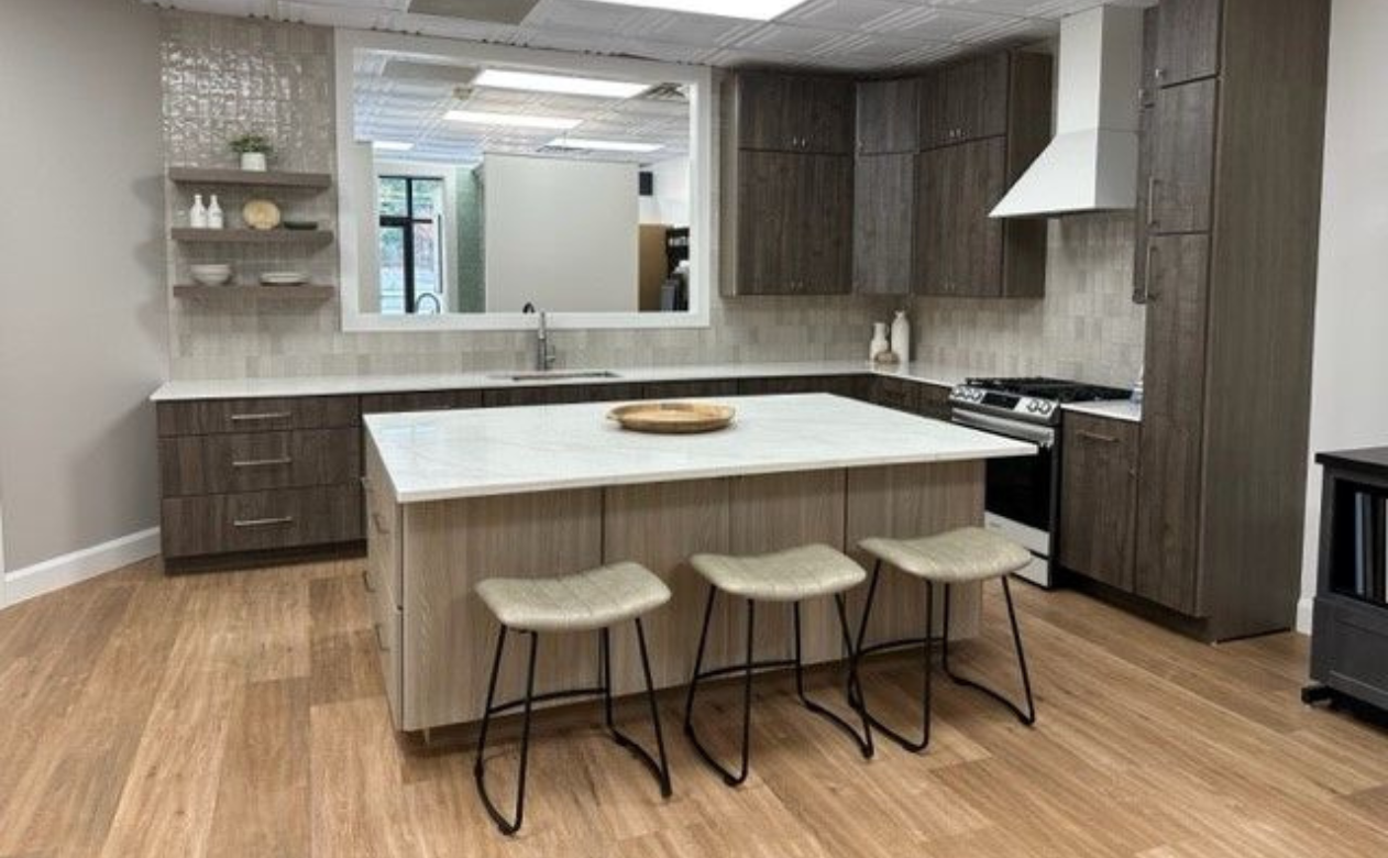 Kiba Studios showroom kitchen display at Biviano Carpet One